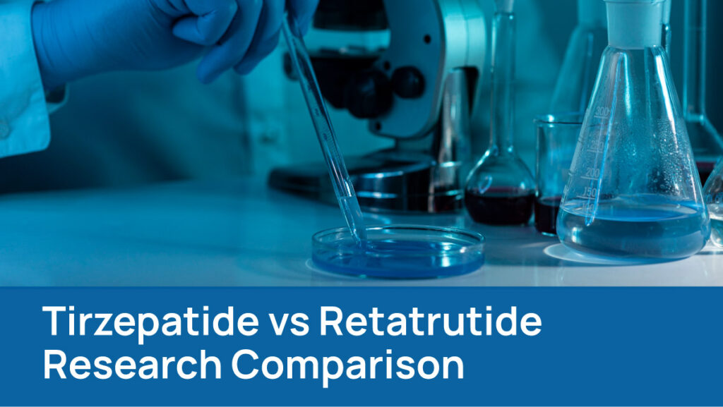 Tirzepatide vs Retatrutide peptide research comparison banner - Researched Peptides